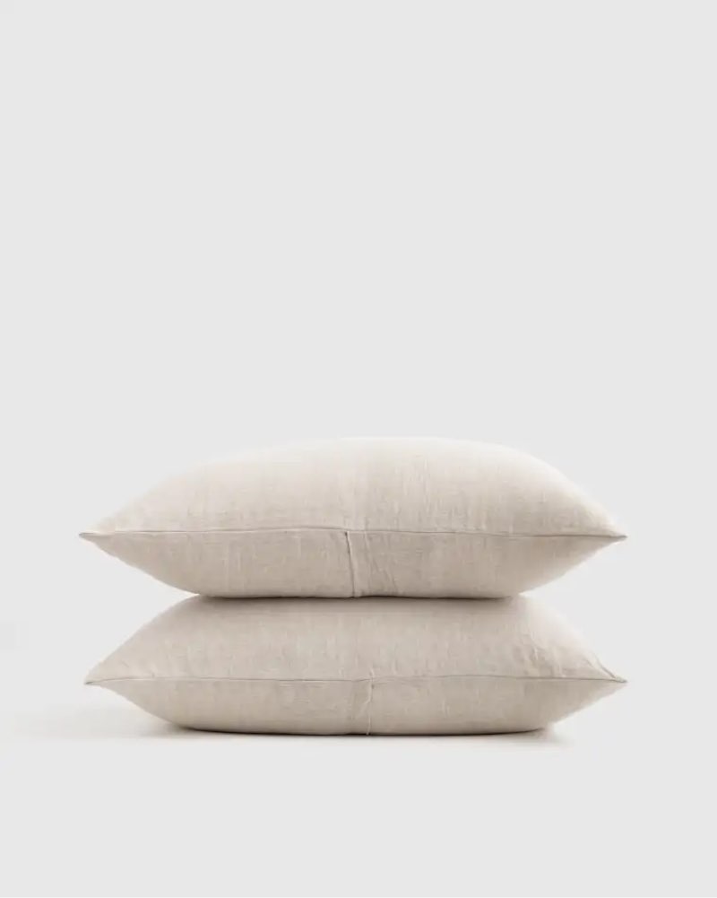 european linen chambray pillowcase set/natural/standard