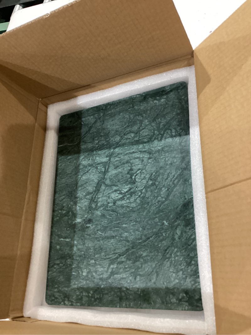 Condition photo showing Good Condition for Marble Stone Cutting Board For Kitchen, 16x12 Inch Green Marble Pastry Board With Non-Slip Feet For Baking, Cheese, Charcuterie, Chocolate 16"L x 12"W Green