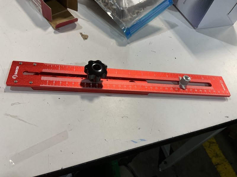 Condition photo showing New/Like New for saker woodworking scriber marking line ruler, adjustable aluminum alloy sliding t-square ruler,precision line drawing aid ruler with angle adjustment scale red