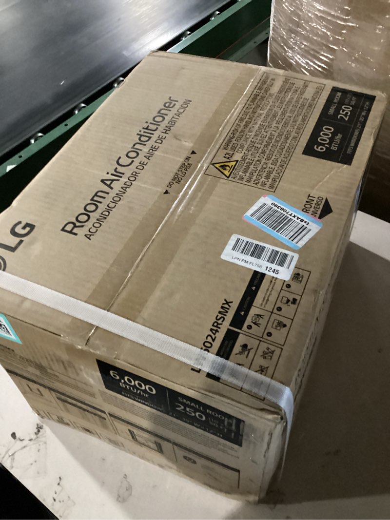 Condition photo showing New/Like New for lg 6000 btu window air conditioner[2024 new] remote control, wifi enabled works with lg thinq, alexa, hey google, washable filer ultra-quiet cools small room up to 250 sq.ft ac unit white lw6024rsmx white 6,000 btu