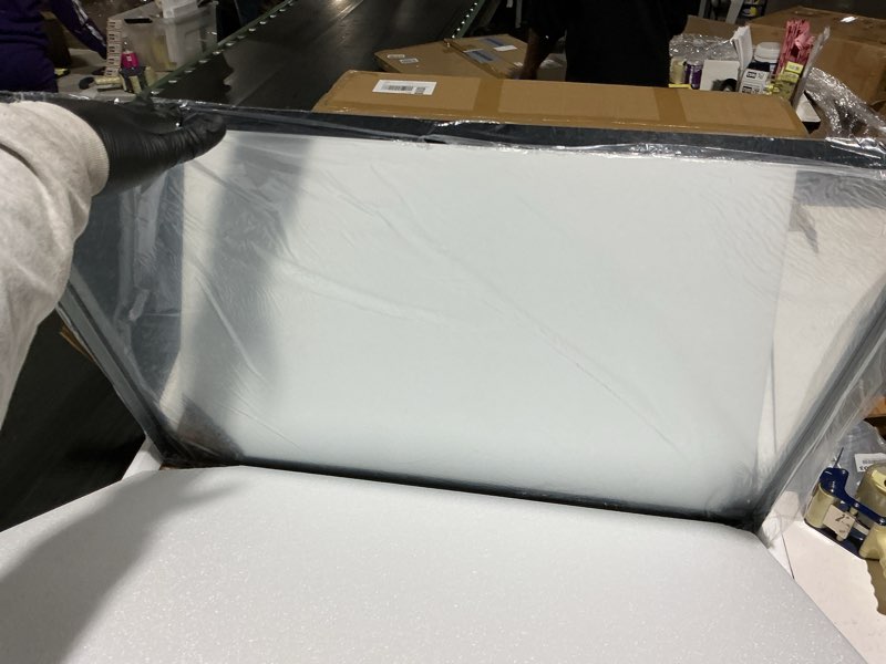 Condition photo showing New/Like New for bathroom mirror for wall, 40x30 inch rounded rectangle mirror, black metal framed bathroom vanity mirror for restroom farmhouse, anti-rust, tempered glass, horizontally or vertically hanging modern 40"l x 30"w black