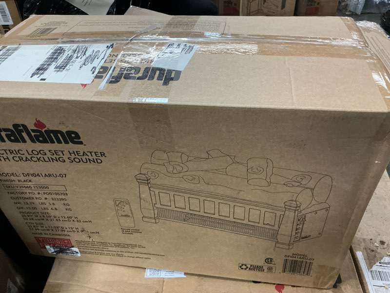 Condition photo showing As Is for duraflame electric log set heater with crackling sound dfi041aru-07 black 
