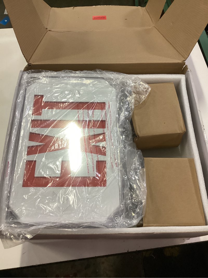 Condition photo showing Good Condition for leonlite 2-pack wet location led exit sign with emergency lights white | ul listed, ac 120/277v, outdoor hardwired red letter exit light with battery backup, 2 dual heads, double face white 2