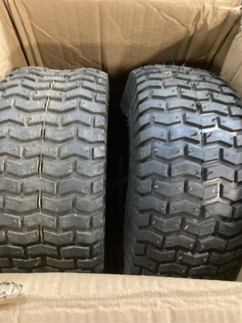 Condition photo showing As Is for MARASTAR 21446-2PK 15x6.00-6 Tire and Wheel Assembly, Pneumatic Replacement Lawn Mower Front Tires C