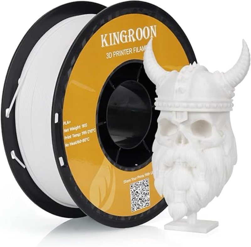 Kingroon PLA Plus?PLA+? 3D Printer Filament, Dimensional Accuracy +/- 0.03 mm, 1 kg Spool(2.2lbs), 1.75 mm?White