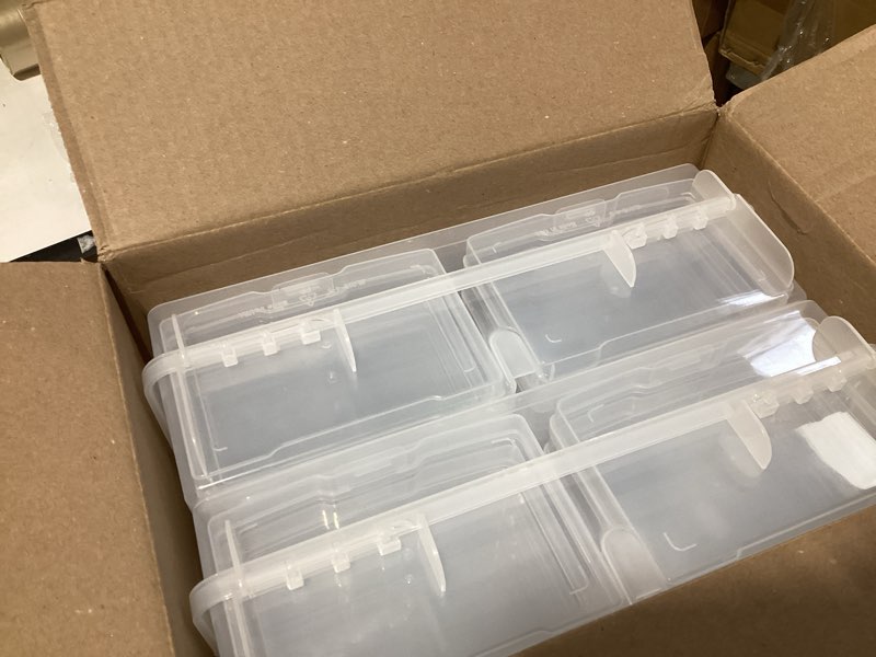 Condition photo showing Good Condition for novelinks transparent 4" x 6" photo cases and clear craft keeper with handle, 16 inner photo organizers & photo storage box, plastic photo storage containers (clear -2pack) white - 2pack