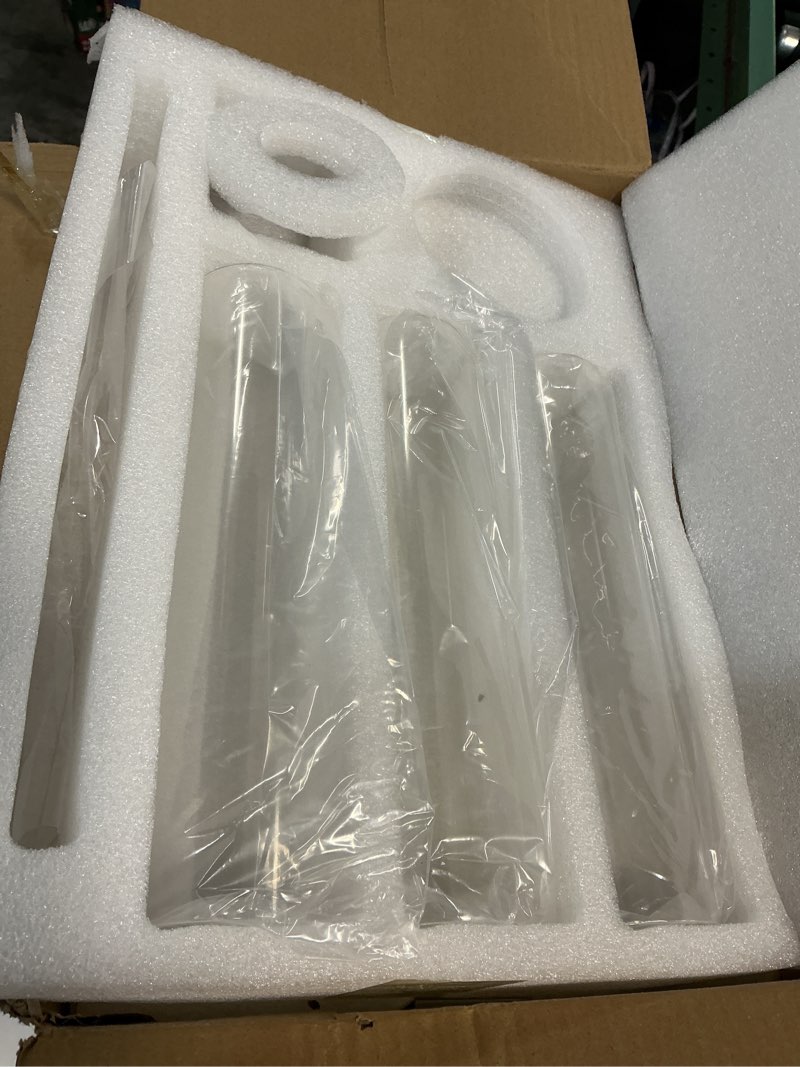Condition photo showing Good Condition for (Incomplete)Hewory Gold Candle Holders Hurricane Candlestick Holders, 12Pcs Brass Candle Stick Candle Holder Candelabra, Taper Candle Holders with Glass Candle Cover for Wedding Table Centerpiece Christmas Decor