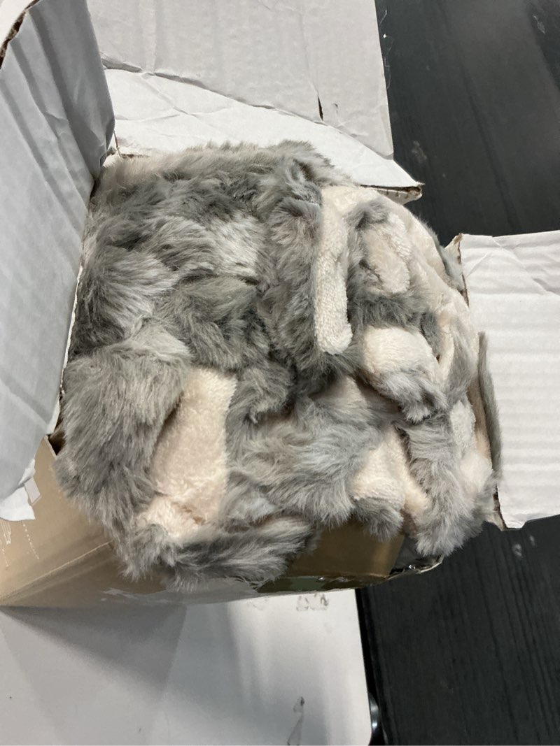 Condition photo showing Good Condition for Krifey Oversized Faux Fur Throw Blanket, Soft Fluffy Fuzzy Cozy Blanket for Couch, Sofa and Bed, Luxury Mink Plush for Women, Room Home Dorm Decor, Marbled Gray 60" x 80", Warm 600GSM Marbled Gray Twin (60" x 80")