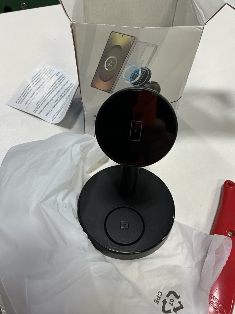 Condition photo showing Good Condition for magnetic wireless charger for samsung, 3 in 1 super fast charging station compatible with magsafe, phone charger stand for samsung galaxy s26 ultra s25 z fold/flip 7, watch ultra 8 7 6, buds 4/3 pro black