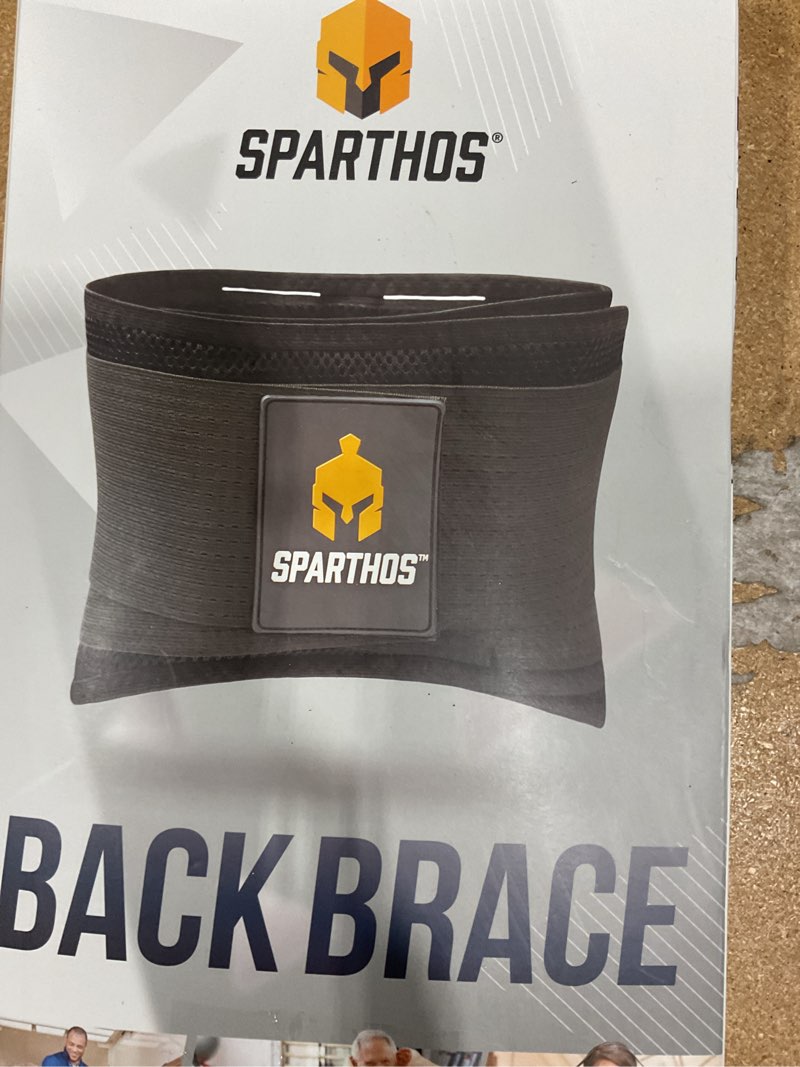 Condition photo showing New/Like New for sparthos back brace for lower back pain - immediate relief from sciatica, herniated disc, scoliosis - breathable design with lumbar support pad - for home & lifting at work, for men & women - medium black medium (pack of 1)
