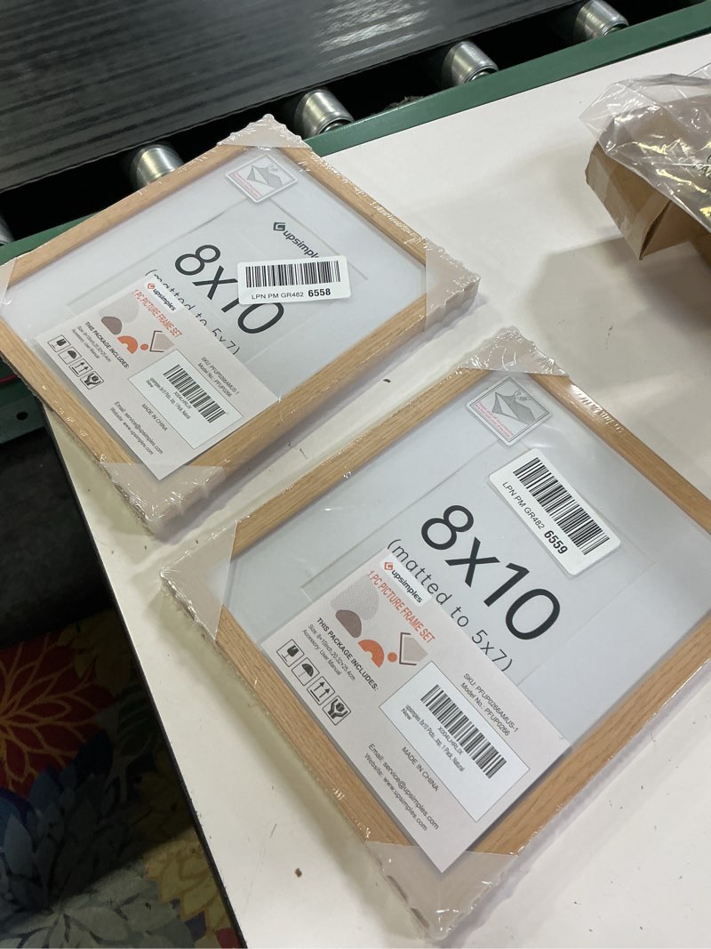 Condition photo showing New/Like New for upsimples 8x10 picture frame, natural solid wooden picture frames, display 5x7 with mat or 8 x 10 without mat, wall or tabletop, 2 pack, natural natural 8x10 (2-pack)