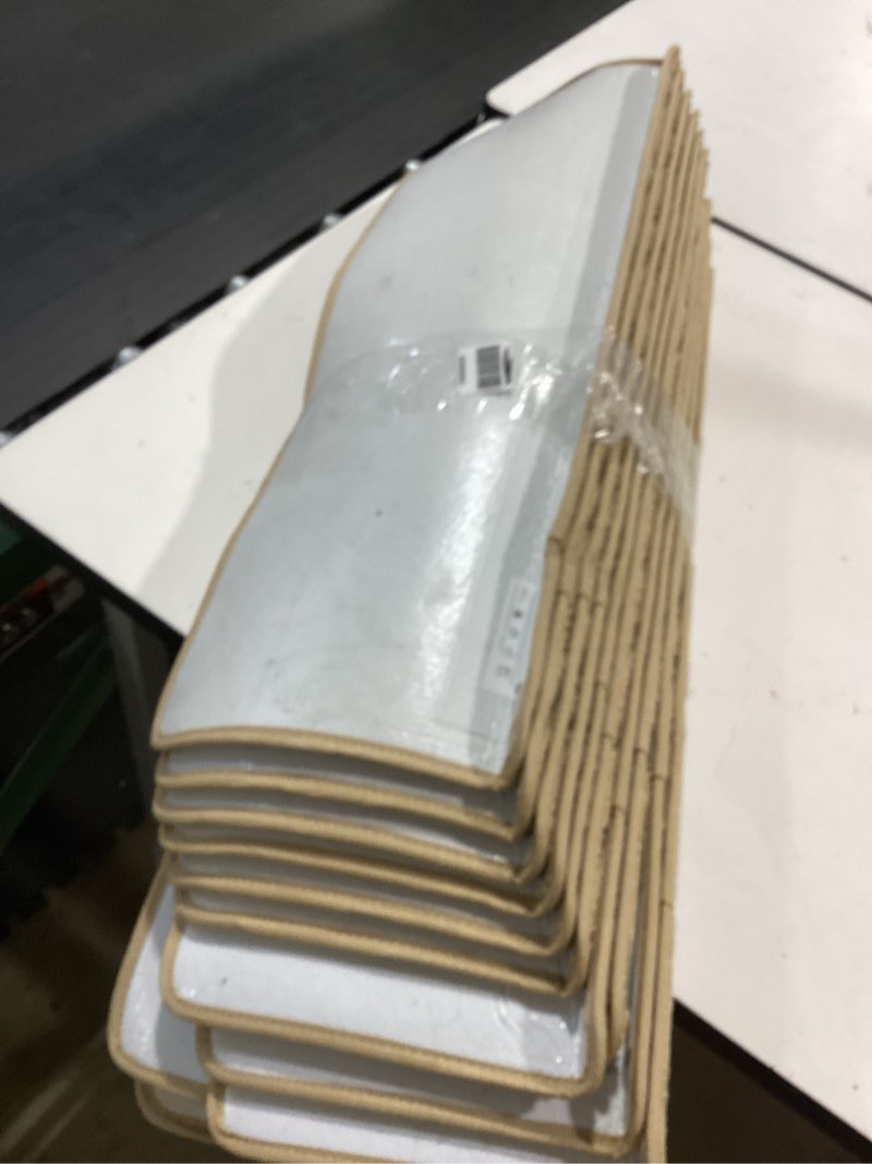 Condition photo showing Good Condition for pure era bullnose carpet stair treads set tape free non-slip indoor stair protectors pet friendly rugs 9.5" x 30"(14 pieces,khaki diamond trellis) khaki diamond trellis 14 pieces with bullnose