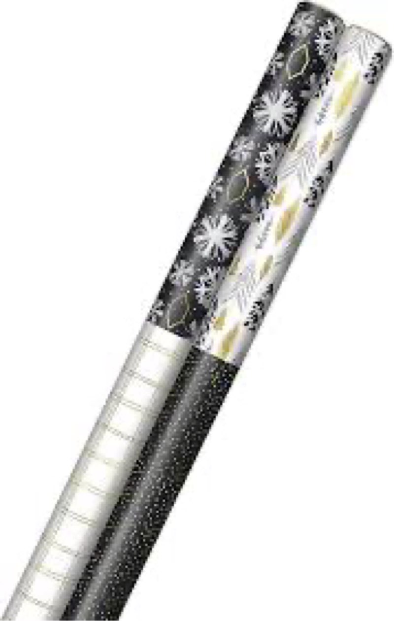 Hallmark Christmas Wrapping Paper Jumbo Rolls with Cut Lines on Reverse (2 Rolls, 4 Designs: 160 Sq.
