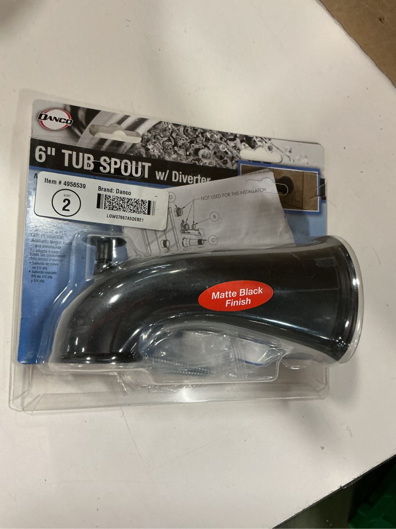 Condition photo showing New/Like New for Danco 11080 Tub Spout with Diverter, Matte Black, 6 inch
