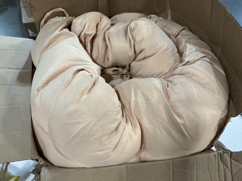 Condition photo showing As Is for porch swing cushions 60 inch,waterproof patio 2 3 seater replacement for outdoor furniture with backrest&strap,thick 4" swing seat cushion for loveseat garden glider bench lawn backyard,khaki light khaki 60x40x4 inches/150x100x10cm