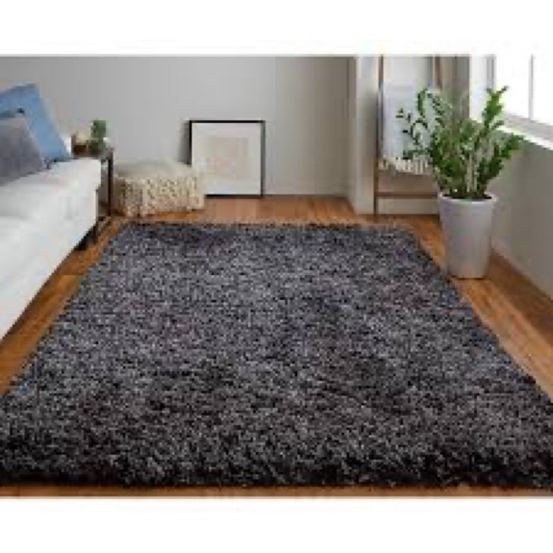 Black Rectangular Shag Area Rug