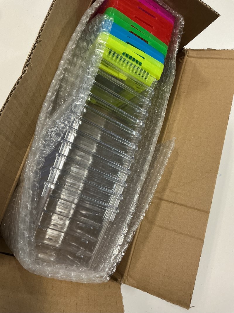Condition photo showing New/Like New for 12pcs plastic reptile terrariums carrier cage tarantula enclosure snake breeding box hatching container transparent fish tank turtle aquarium with random color lid for spider, xs(5.1” x 3.5” x 3.5”