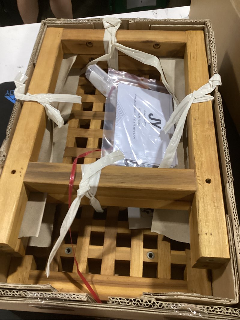 Condition photo showing Good Condition for jonathan y armin 18" acacia wood shower stool with storage shelf, waterproof spa bath bench for inside shower to sit on, shaving legs, heavy duty 350 lbs capacity, modern natural finish stl1003a