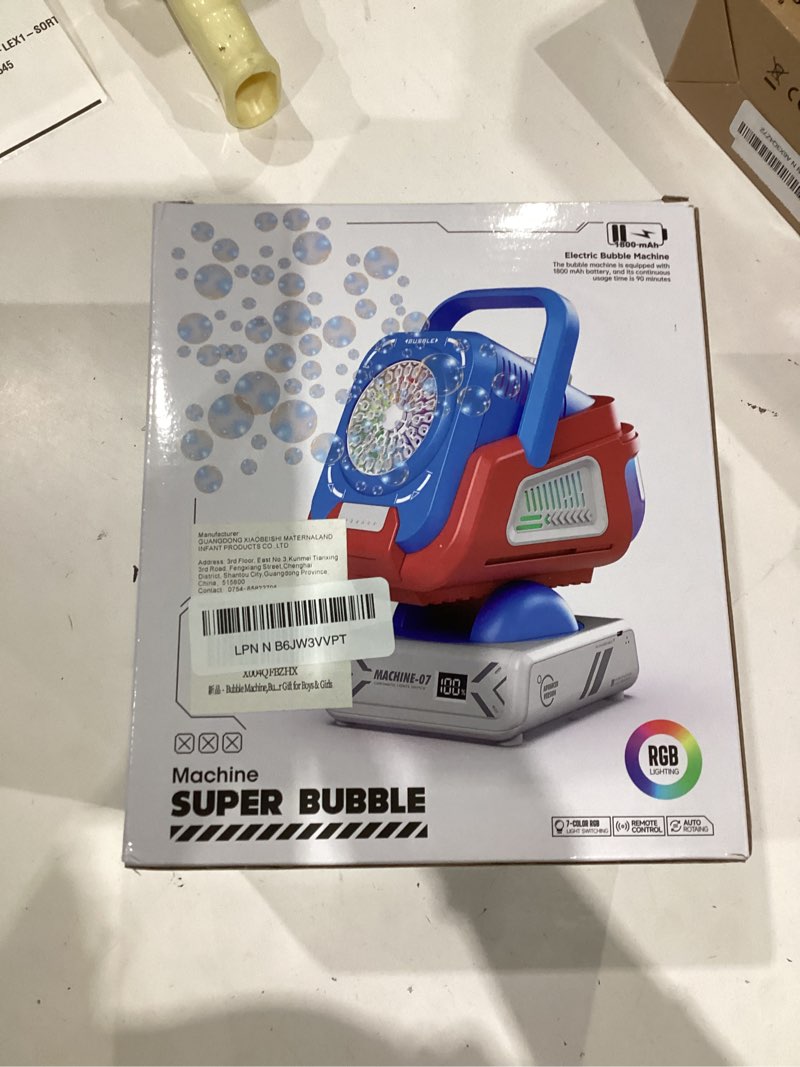 Condition photo showing As Is for Bubble Machine,20000+ Per Minute Bubble Maker for Parties,Outdoor Toys for Kids,Rechargeable/with Remote Control / 7 Color RGB Lights,Wedding Birthday Party, Bubble Blower for Boys & Girls White