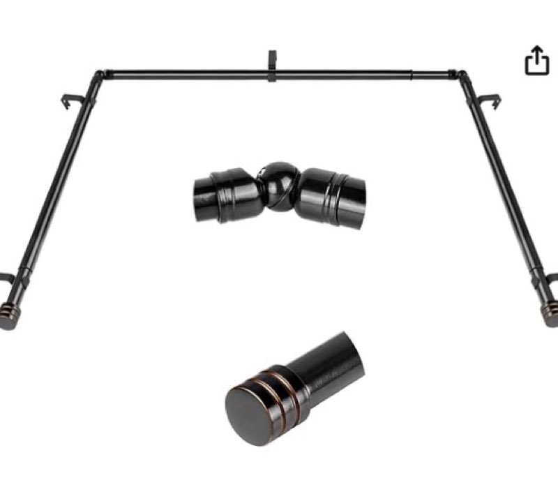 Bay Window Curtain Rods, HOTOZON 1 Inch Heavy Duty Curtain Rods for Bay Windows 36-72 Inch(Center Ro