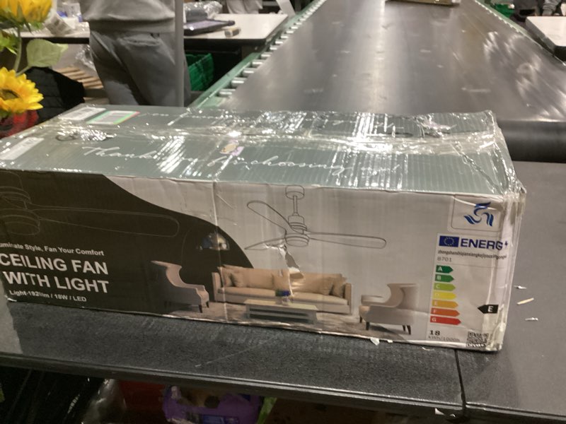 Condition photo showing New/Like New for Smart 52” Wood Flush Mount Ceiling Fans with Lights and Remote,Quiet DC Motor,Outdoor Indoor Ultra Low Profile Ceiling Fan works with Alexa WIFI APP,Modern White Ceiling Fan for Bedroom Patio Light Wood