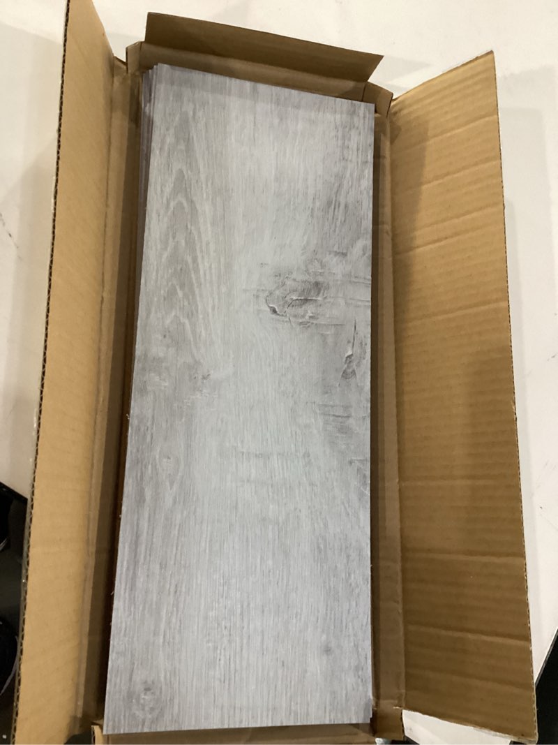 Condition photo showing New/Like New for Art3d Peel and Stick Floor Tile Vinyl Wood Plank 36-Pack 54 Sq.Ft, Light Grey, Rigid Surface Hard Core Easy DIY Self-Adhesive Flooring 36 x 6 x 0.1 inches Light Grey 36