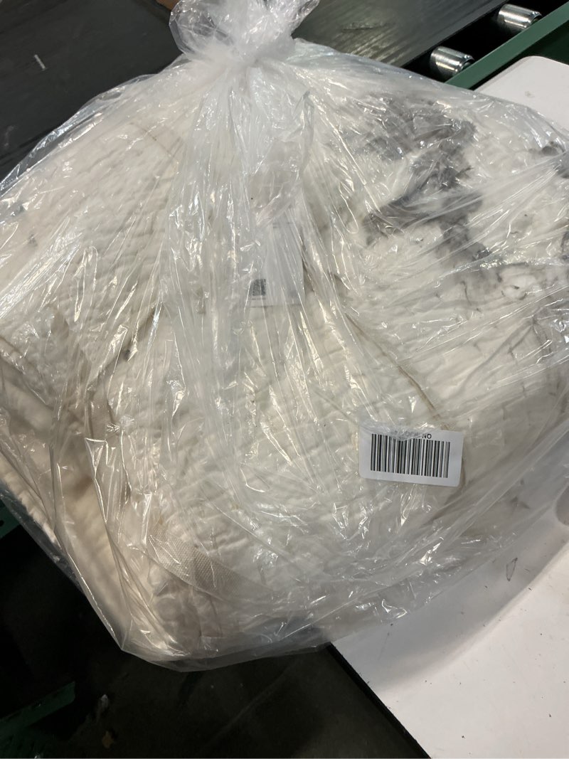Condition photo showing As Is for european linen cotton stitch quilt, king/cal king, ivory