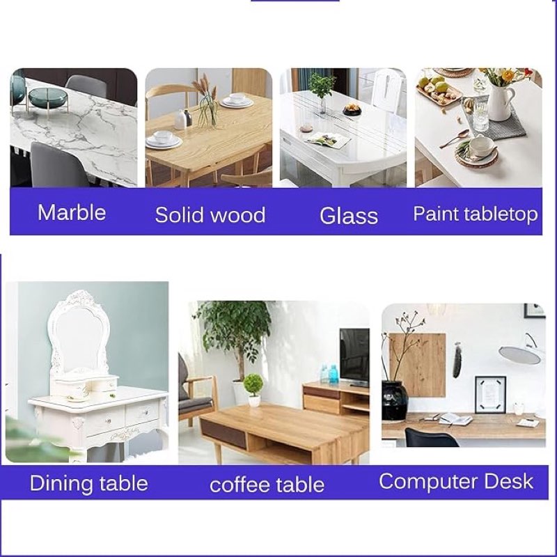 clear plastic tablecloth protector rectangle 36 inch width,  waterproof pvc transparent tablecloth square custom table cover for dining table, buffet parties and camping