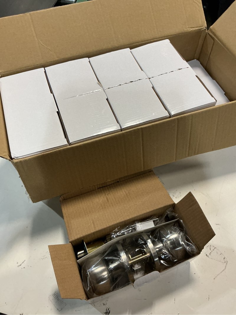 Condition photo showing Good Condition for 10 Pack Brushed Nickel Door Knobs,Privacy Door Knob with Lock, Interior Doorknobs Silver, Keyless Door Locks Set for Bedrooms Bathrooms, Reversible for Left/Right Door Handle