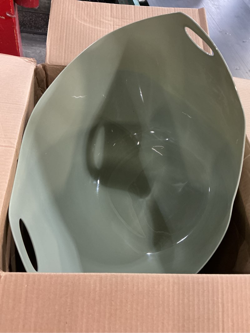 Condition photo showing Good Condition for iris usa cat litter box with high walls and handles, made with flexible plastic, sage green large sage green