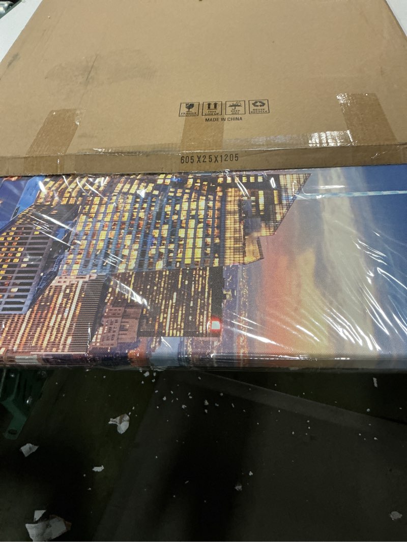 Condition photo showing New/Like New for New York City Wall Art NYC Skyline Picture Wall Decor Modern Manhattan Cityscape Canvas Prints Poster Night City Building Skyscraper Panoramic Artwork for Bedroom Living Room Home Decoration 24x48" 48"L x 24"W NewYork