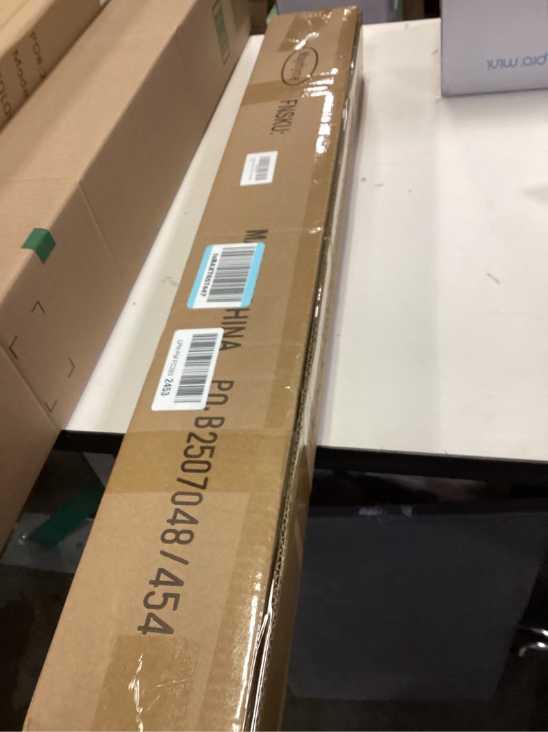 Condition photo showing New/Like New for Black Bay Window Curtain Rods with Aluminum End Cap Finials and Brackets,Adjustable 32-86 Inch Center Rod for windows (20-82’’), 32-58 Inch Side Rods for windows (20-54’’),1 Inch Diameter 32-58"&32-86"&32-58"(3 Sided) Black
