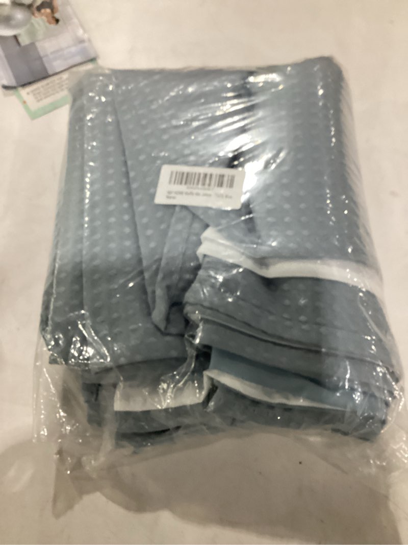 Condition photo showing As Is for n&y home waffle weave shower curtain with snap-in fabric liner & hooks set - hotel style, waterproof & washable, heavyweight fabric & mesh top window - 71x72, blue fog blue 71"w x 72"l (pack of 1)