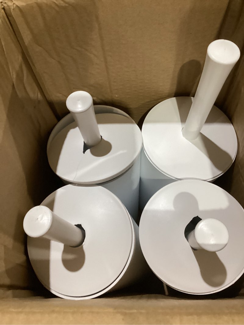 Condition photo showing As Is for Amazon Basics Toilet Brush and Holder Set, Heavy-Duty Bristle Scrub Brushes with Non-Slip Handle, White, 4-Pack