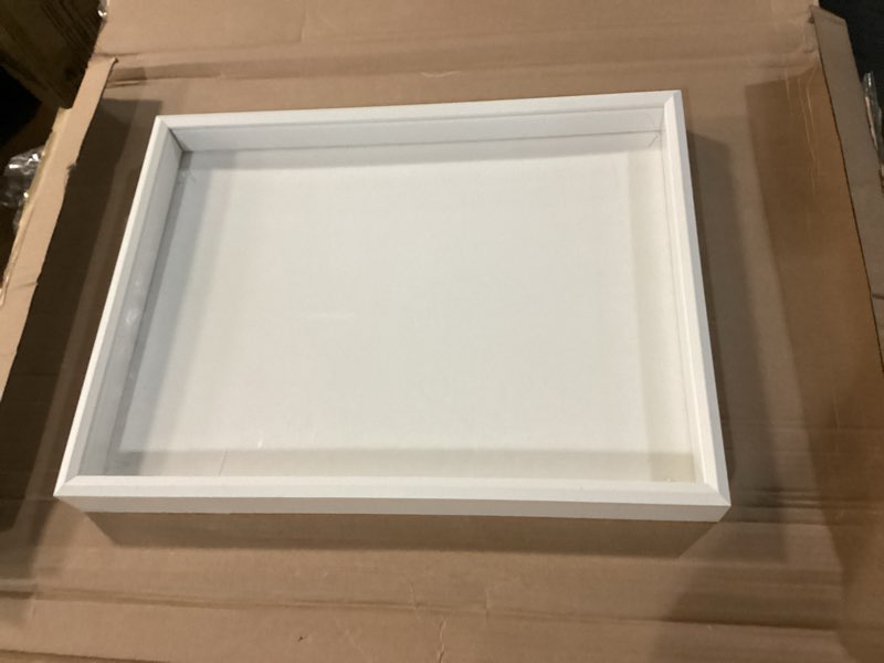 Condition photo showing As Is for artgow metal floating frame for 36"x36" canvas oil paintings, diy canvas frames with 1.5" deep, floater frame for canvas prints wall art/portrait/landscape living room bedroom kitchen decor (white) white for 36" x 36"