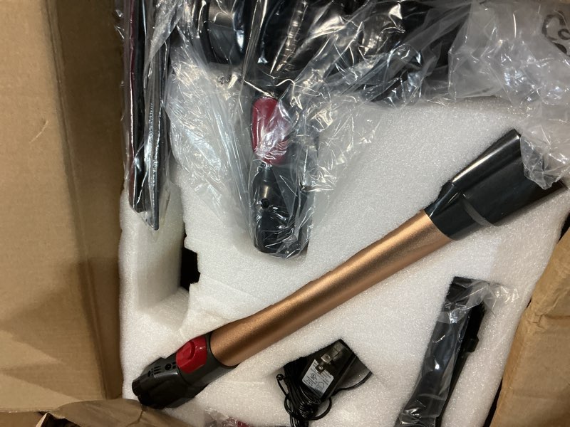 Condition photo showing Good Condition for cordless stick vacuum 550w motor 50kpa suction 70 minute use includes charging dock and anti tangle brush for multiple surfaces