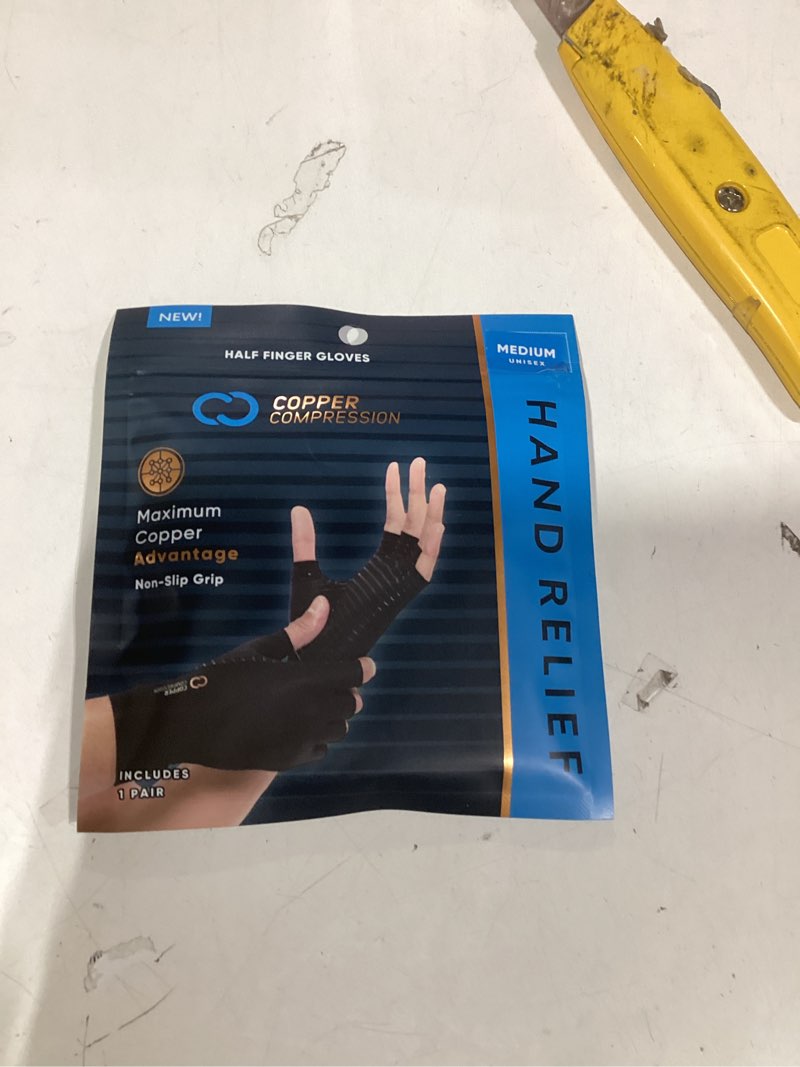 Condition photo showing New/Like New for Copper Compression Arthritis Gloves | Fingerless Arthritis Carpal Tunnel Pain Relief Gloves For Men & Women | Hand Support Wrist Brace For Rheumatoid, Tendonitis, Swelling, Crocheting, Typing (M) Medium (1 Pair) Black