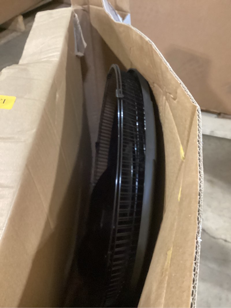Condition photo showing As Is for (missing parts) utilitech 18-in indoor oscillating pedestal fan, in black with remote