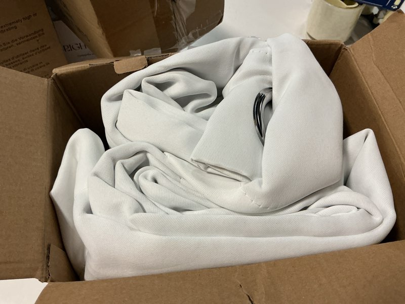 Condition photo showing Good Condition for miulee white 100% blackout curtains for bedroom 63 inch long, 2 thick layers thermal insulated black out window curtains with black liner, noise reducing grommet living room drapes 2 panels set white 40"w x 63"l (pack of 2)