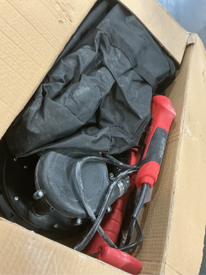 Condition photo showing As Is for drywall sander, 2025 upgraded 8-amp popcorn ceiling removal tool with 7 variable speed 800-1800rpm, drywall sander with vacuum dust collector with extendable handle, led light, 12pcs sanding discs,red