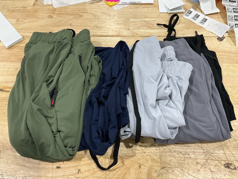 Condition photo showing As Is for 5 pack men's sweatpants zipper pockets stretch lightweight athletic pants | track activewear jogger breathable elastic fitness clothing pants for gym sports yoga running hiking workout travel casual