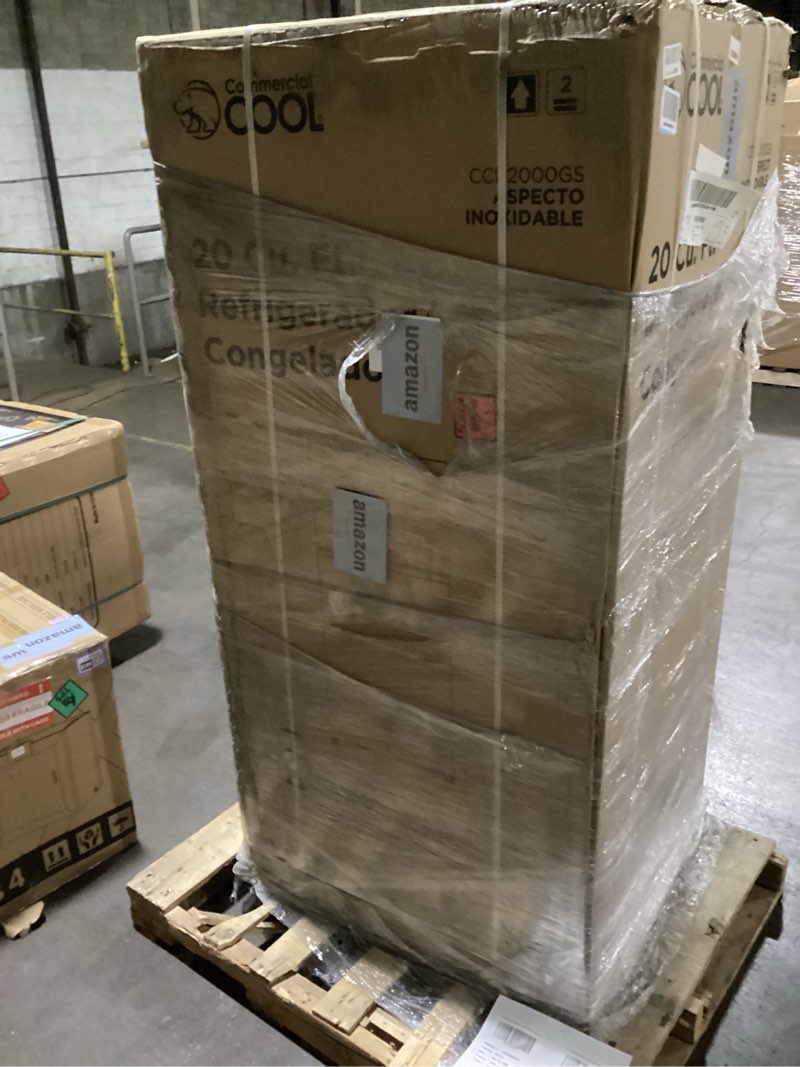 Condition photo showing As Is for Commercial Cool 20 Cu. Ft. Top Mount Refrigerator with Freezer, 2-Door Refrigerator with Top Freezer and Adjustable Temperature Control, Ice Maker Ready, Energy Star Certified, Stainless Look Strainless Steel Look 20 Cu. Ft