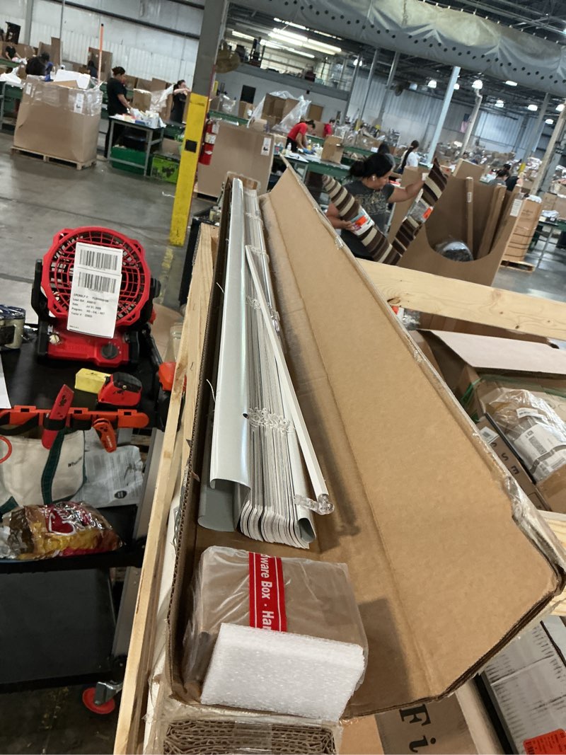 Condition photo showing New/Like New for pre-cut 54 in. w x 64 in. l white cordless light filtering vinyl mini blind with 1 in. slats