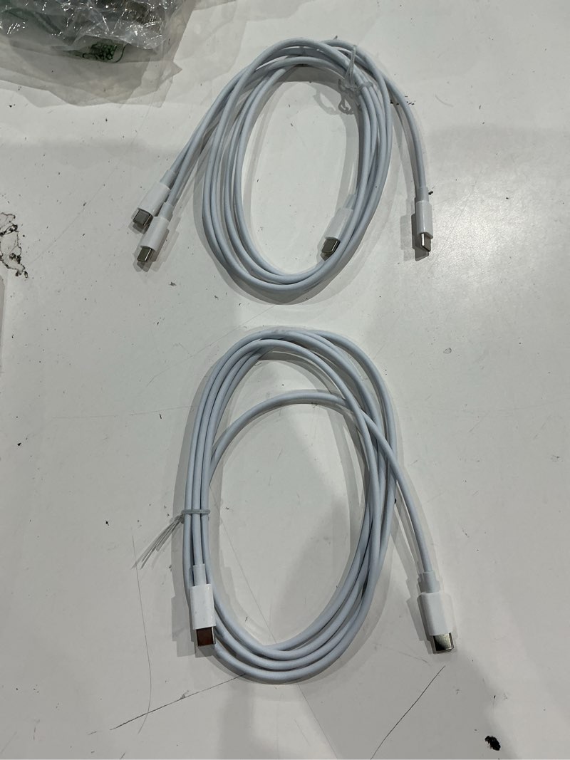 Condition photo showing As Is for missing part. 3-pack [3.3ft+3.3ft+6.6ft] 60w usb c to usb c cable, type c fast charging cable for iphone air 17 16e 16 15 pro plus pro max?for galaxy s25/s24, for ipad pro/air/mini, for macbook pro/air and more 6.6ft+3.3ft+3.3ft white 3