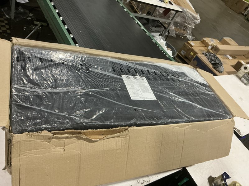 Condition photo showing New/Like New for songmics storage ottoman, 46.5 inches long bed end stool, solid wood legs | buttons decoration, non-slip foot pads, 330.7 lb load capacity, ink black, maceo collection ulom071b01 classic black 17.7"d x 46.5"w x 17.7"h