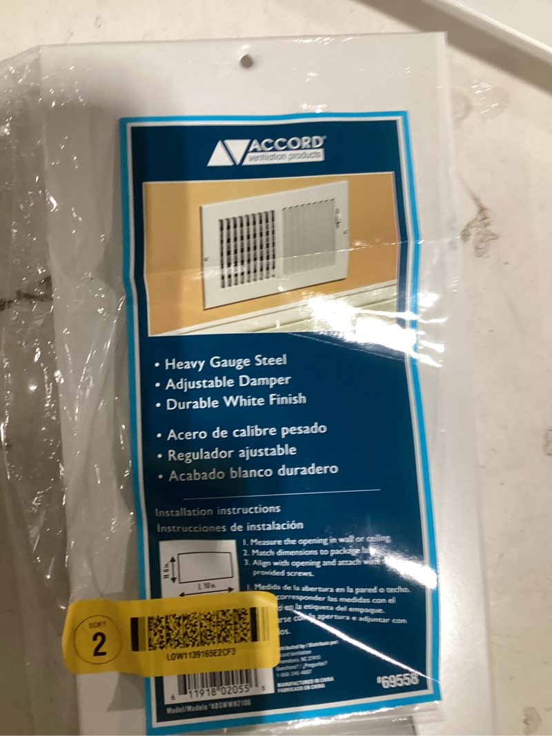 Condition photo showing Good Condition for Accord Ventilation 10-in x 4-in Steel White Sidewall/Ceiling Register Item #64926 | Model