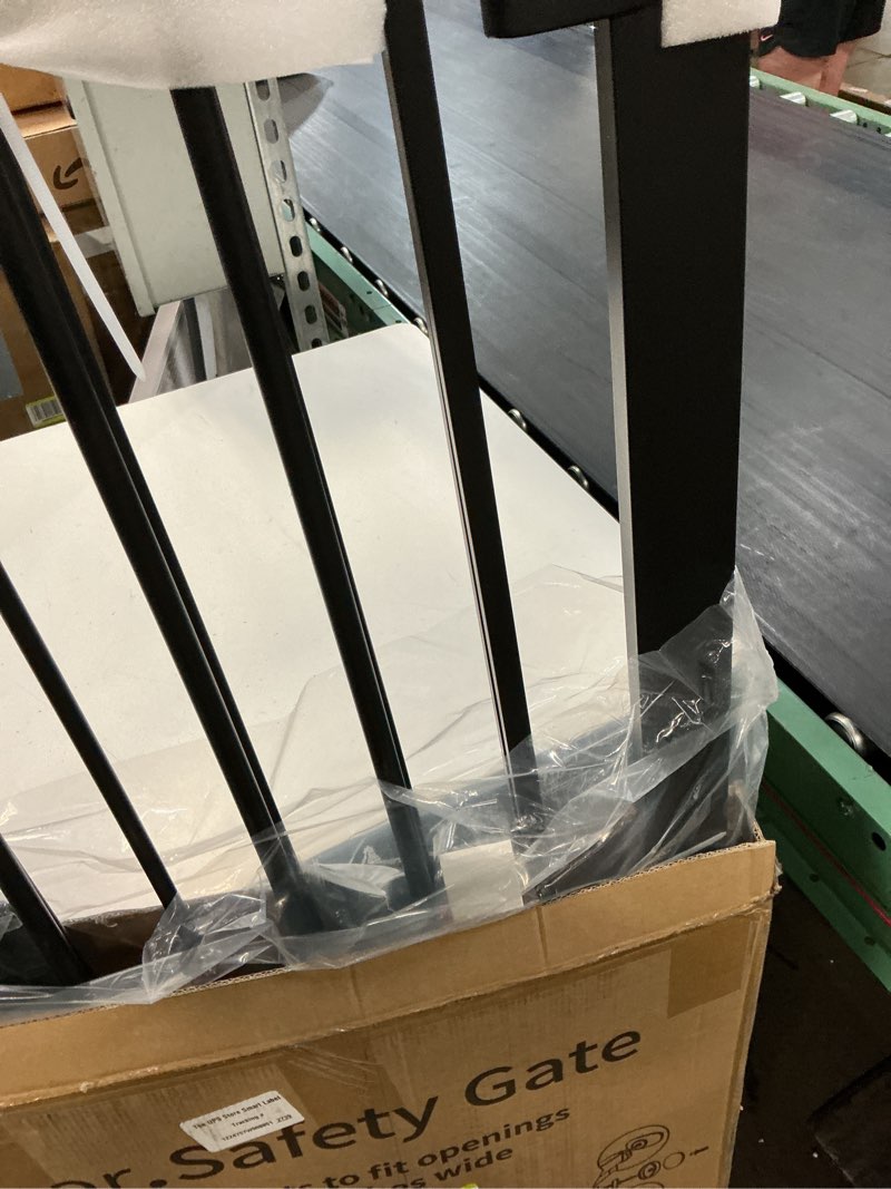 Condition photo showing Good Condition for cumbor 36" extra tall baby gate for stairs, 29.7-48" wide dog gates for doorways, auto close safety gate for babies and pets, easy install, pressure mounted, fits doorways, stairs, entryways, black black 29.7-48"w x 36"h