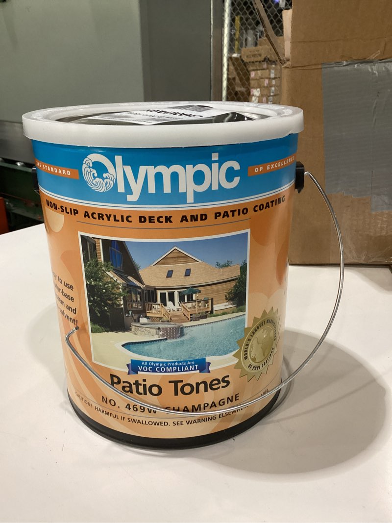 Condition photo showing Good Condition for olympic patio tones - champagne- 1 gallon - non-slip acrylic deck and patio coating, concrete restorer