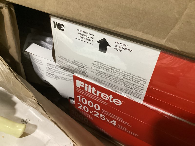 Condition photo showing New/Like New for filtrete 20x25x4 air filter merv 11, mpr 1000 micro allergen defense 4-pack, fits honeywell & aprilaire, ac furnace hvac filters for home, pleated electrostatic (actual size 19.88 x 24.63 x 4.31 in)