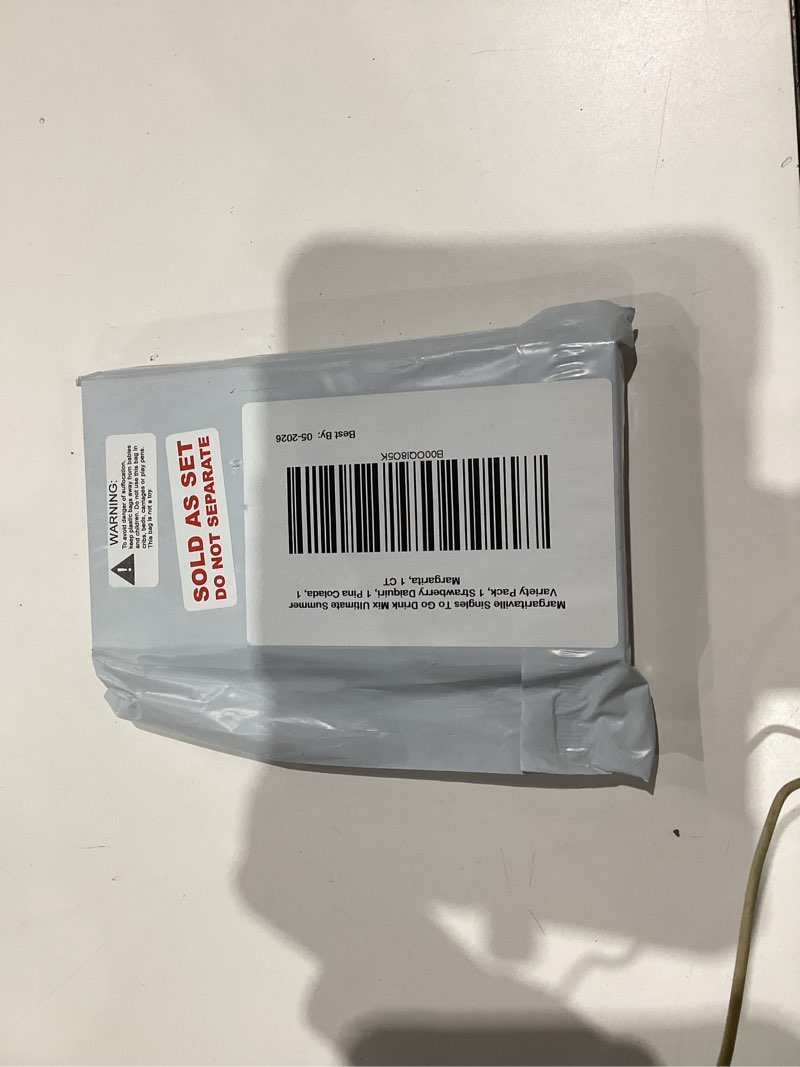 Condition photo showing New/Like New for Margaritaville Singles to Go Drink Mix Ultimate Summer Variety Pack, 1 Strawberry Daiquiri, 1 Pina Colada, 1 Margarita, 1 CT